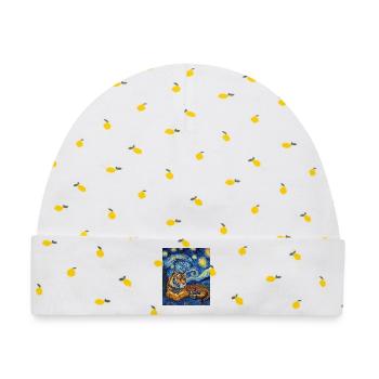 Tiger Van Gogh - Baby Premium Organic Mütze - Weiß/Zitronengelb - Vorne