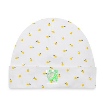 Unbreakable Brain Ribbon - Baby Premium Organic Mütze - Weiß/Zitronengelb - Vorne