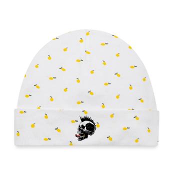 Skull Mohawk Punk Rocker Totenkopf - Baby Premium Organic Mütze - Weiß/Zitronengelb - Vorne