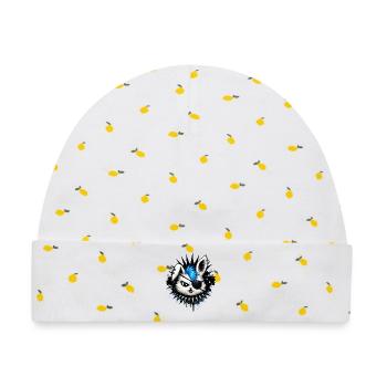 Punk Kaninchen mit Irokese und Eyepatch  - Baby Premium Organic Mütze - Weiß/Zitronengelb - Vorne