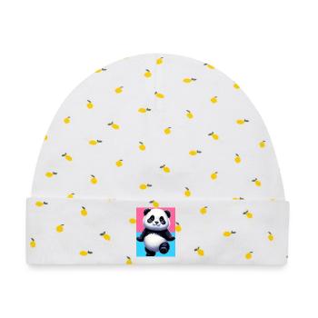 Panda - Baby Premium Organic Mütze - Weiß/Zitronengelb - Vorne