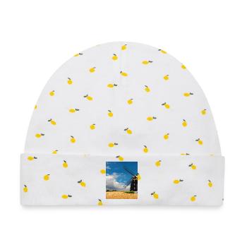 Mühle zwischen goldenen Feldern - Baby Premium Organic Mütze - Weiß/Zitronengelb - Vorne