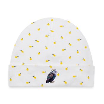 Schneeeule Weiße Eule Kauz Uhu Owl Schnee Eulen - Baby Premium Organic Mütze - Weiß/Zitronengelb - Vorne