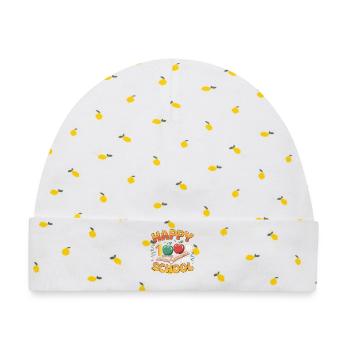 Hundertster Schultag Jubiläumsdesign - Baby Premium Organic Mütze - Weiß/Zitronengelb - Vorne