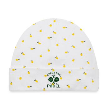 Ich kann kein Padel haben - Baby Premium Organic Mütze - Weiß/Zitronengelb - Vorne