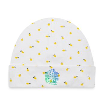 Roadbike Stil für jeden Anlass - Baby Premium Organic Mütze - Weiß/Zitronengelb - Vorne