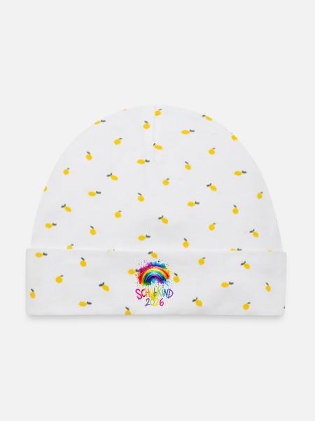 Schulkind 2026 Regenbogen - Baby Premium Organic Mütze - Weiß/Zitronengelb