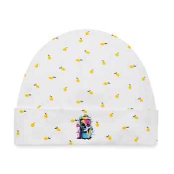 Totenkopf Graffiti Spraydose - Baby Premium Organic Mütze - Weiß/Zitronengelb - Vorne