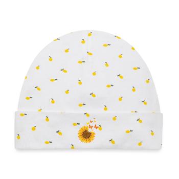 Sonnenblumen Geschenk für Naturliebhaber - Baby Premium Organic Mütze - Weiß/Zitronengelb - Vorne