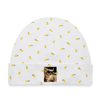 Sonnenbrillen-Hund mit Eiskaffee - Baby Premium Organic Mütze - Weiß/Zitronengelb - Vorne