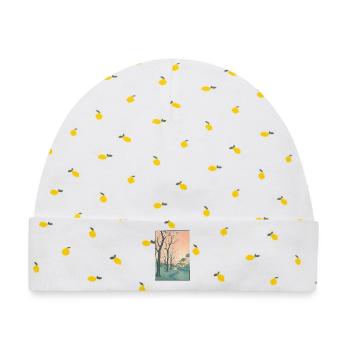 Traditioneller Japanischer Kirschblüten - Baby Premium Organic Mütze - Weiß/Zitronengelb - Vorne