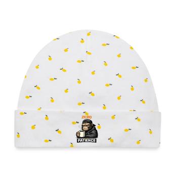 Zero Patience Monkey Streetwear - Baby Premium Organic Mütze - Weiß/Zitronengelb - Vorne