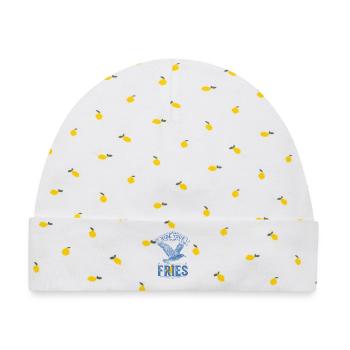 Versteck deine Pommes Vogel - Baby Premium Organic Mütze - Weiß/Zitronengelb - Vorne