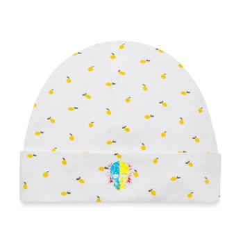 Skull Split Neon Palette - Baby Premium Organic Mütze - Weiß/Zitronengelb - Vorne
