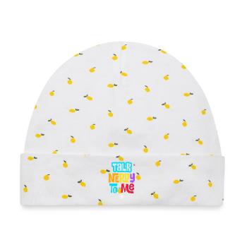 Talk Nerdy To Me Funny Colorful Geek Graphic - Baby Premium Organic Mütze - Weiß/Zitronengelb - Vorne