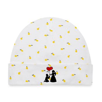 Brautpaar Ehepaar Hochzeit - Baby Premium Organic Mütze - Weiß/Zitronengelb - Vorne
