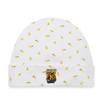Atomic Pug Hero an Bord - Baby Premium Organic Mütze - Weiß/Zitronengelb - Vorne