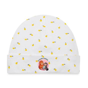 Team Punch Kawaii Baby Monkey Punch - Baby Premium Organic Mütze - Weiß/Zitronengelb - Vorne