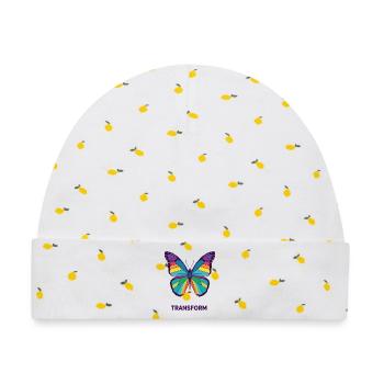 Regenbogengeometrischer Schmetterling - Baby Premium Organic Mütze - Weiß/Zitronengelb - Vorne