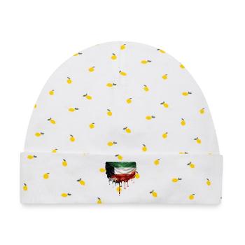 Kuwait Flagge Tropft Kunst - Baby Premium Organic Mütze - Weiß/Zitronengelb - Vorne
