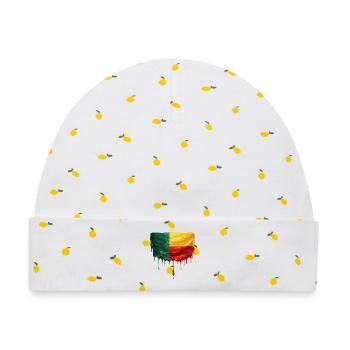 Benin Flagge im Tropfenstil - Baby Premium Organic Mütze - Weiß/Zitronengelb - Vorne