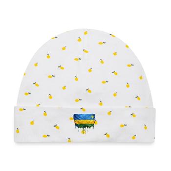 Tropfenkunst: Rwanda Flagge - Baby Premium Organic Mütze - Weiß/Zitronengelb - Vorne