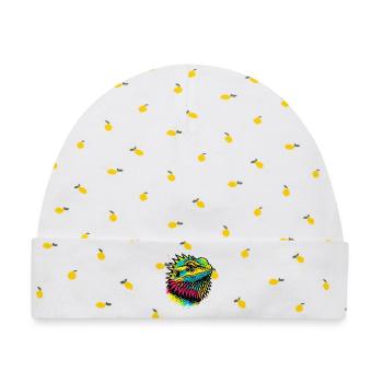 Bartagame Popkunst Bunte Straßenkunst - Baby Premium Organic Mütze - Weiß/Zitronengelb - Vorne