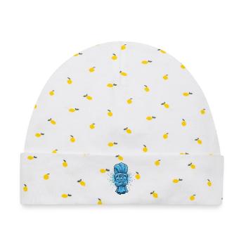 Blaues Ninja Handtuch - Baby Premium Organic Mütze - Weiß/Zitronengelb - Vorne