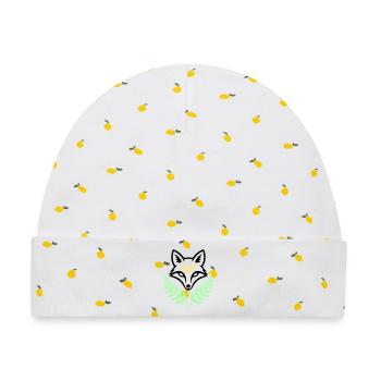 Fuchs Farn Pastell Wald Logo - Baby Premium Organic Mütze - Weiß/Zitronengelb - Vorne