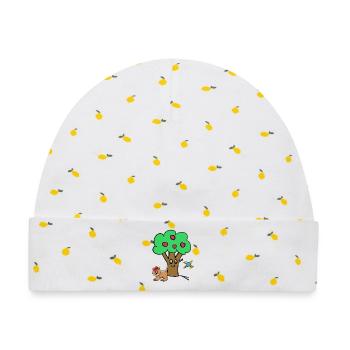 Apfelbaum Katze Vogel Kinder Garten Natur - Baby Premium Organic Mütze - Weiß/Zitronengelb - Vorne