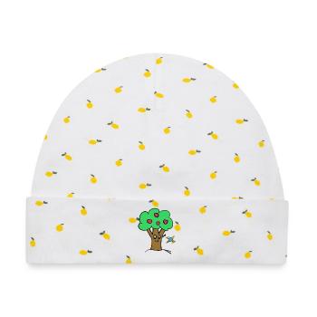 Apfelbaum Baum Natur  Vogel - Baby Premium Organic Mütze - Weiß/Zitronengelb - Vorne