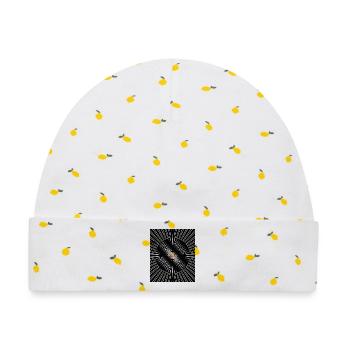Sonnenrad Spirale Neon Zentrum - Baby Premium Organic Mütze - Weiß/Zitronengelb - Vorne