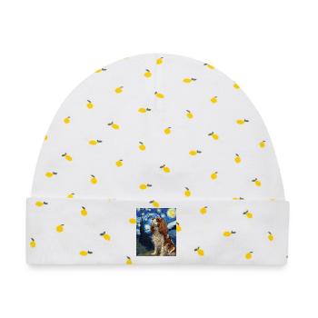Cavalier King Charles Spaniel - Baby Premium Organic Mütze - Weiß/Zitronengelb - Vorne