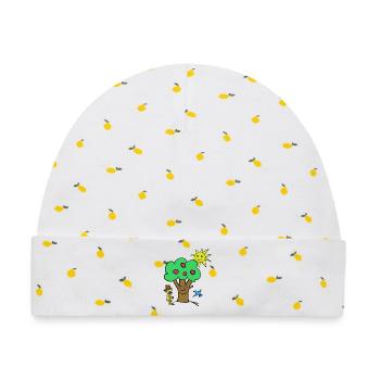 Teddy Apfelbaum Kinder Kind Bär Teddybär - Baby Premium Organic Mütze - Weiß/Zitronengelb - Vorne
