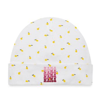Mama Muster im Pink Gradient - Baby Premium Organic Mütze - Weiß/Zitronengelb - Vorne