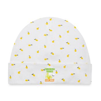 Diskuswurf Diskuswerfen Diskus diskuswerfer - Baby Premium Organic Mütze - Weiß/Zitronengelb - Vorne