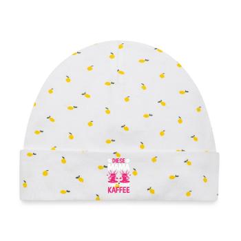 Kaffee Kaffeeliebhaber Mutter Mama - Baby Premium Organic Mütze - Weiß/Zitronengelb - Vorne
