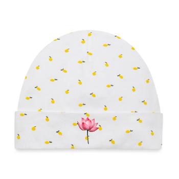 Lotusblume Seerose - Baby Premium Organic Mütze - Weiß/Zitronengelb - Vorne