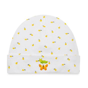 Raupe zu Schmetterling - Baby Premium Organic Mütze - Weiß/Zitronengelb - Vorne