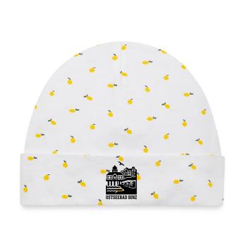 Ostseebad Binz Rügen Wahrzeichen Silhouette - Baby Premium Organic Mütze - Weiß/Zitronengelb - Vorne