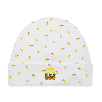  Sharing Is Caring Lustige Ananas Mit Sonnenbrille - Baby Premium Organic Mütze - Weiß/Zitronengelb - Vorne