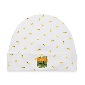 Plant More Scroll Less - Baby Premium Organic Mütze - Weiß/Zitronengelb - Vorne