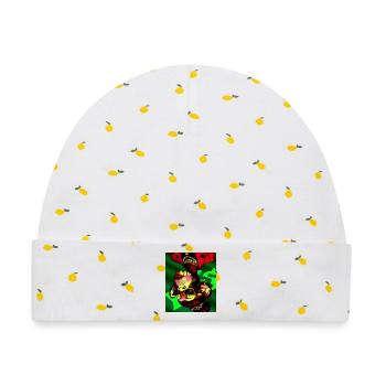 Geometrischer Neon-Tierkopf mit Sonnenbrille - Baby Premium Organic Mütze - Weiß/Zitronengelb - Vorne