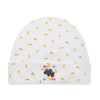 Monster Oma Monstertruck - Baby Premium Organic Mütze - Weiß/Zitronengelb - Vorne