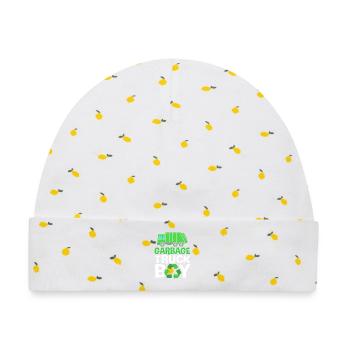 Mülleimer Müllwagen Müllauto Müllmann - Baby Premium Organic Mütze - Weiß/Zitronengelb - Vorne