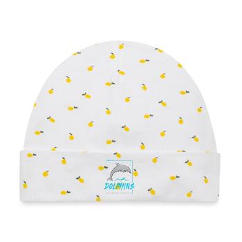 Delfin Schützt die Delfine und das Meer Design - Baby Premium Organic Mütze - Weiß/Zitronengelb - Vorne