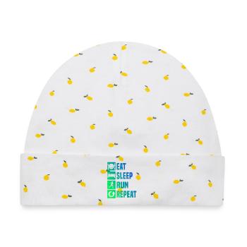 Geschenkidee für einen Running mit Running - Baby Premium Organic Mütze - Weiß/Zitronengelb - Vorne