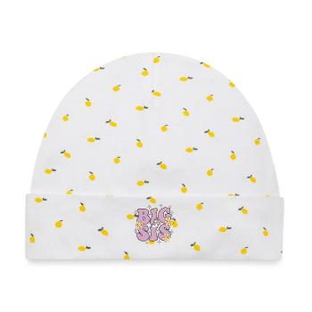 Geschlechterenthüllung: Big Sis Big Sister Babyparty-Team - Baby Premium Organic Mütze - Weiß/Zitronengelb - Vorne