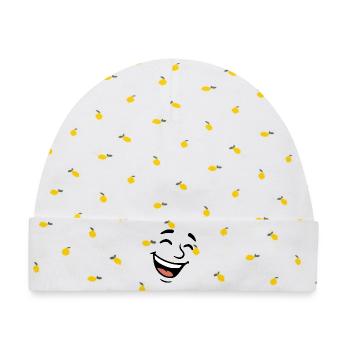 Lachen - Baby Premium Organic Mütze - Weiß/Zitronengelb - Vorne
