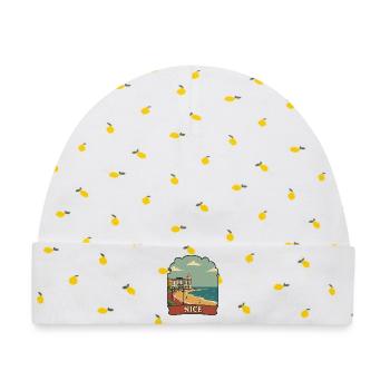 Schönes Frankreich Französische Riviera Retro-Reiseabzeichen - Baby Premium Organic Mütze - Weiß/Zitronengelb - Vorne